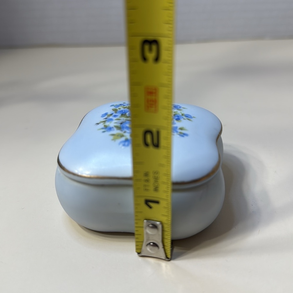 Lefton China Handpainted Blue Floral Trinket Keepsake Box Vintage #7687 - Picture 8 of 10